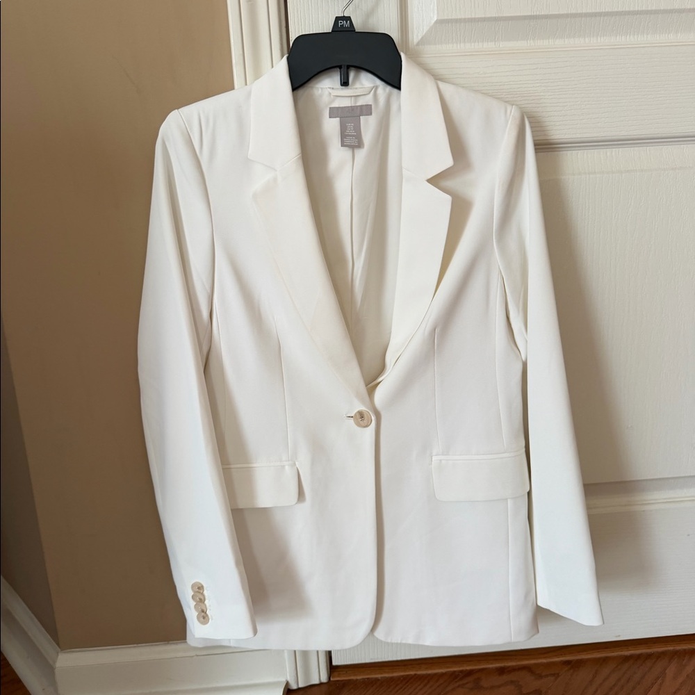 h&m white  blazer, worn once, Like new-Barely worn